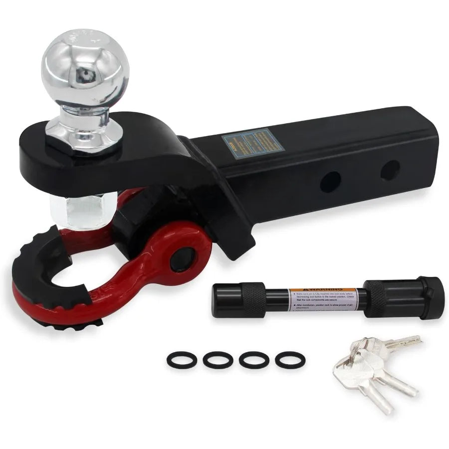 Multifunctional 2 in 1 Trailer Hitch Ball Mount with Tow Shackle and 3 4 Inch Hitch Pin Clip for Heavy Duty Trucks SUVs and Car