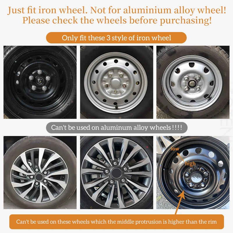 Sports Caps Rim 15inch Hub Cover for Iron Rim Wheel Cover Set of 4 Steel Replacement Plastic Hubcap for R15 Tire Car Accessories