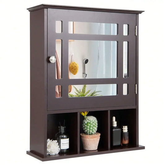 Mirrored Medicine Cabinet Bathroom Wall Mounted Storage W Adjustable Shelf