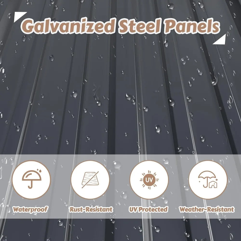 Metal Storage Shed, 6x10FT Outdoor Storage Shed with Sloped Galvanized Steel Roof, Garden Tool Storage House Metal, Customized