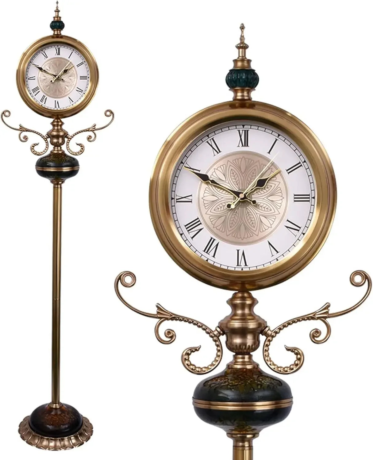Floor Clock Crystal Glass Silent Battery Operated Home Office Living Room Decor Gift