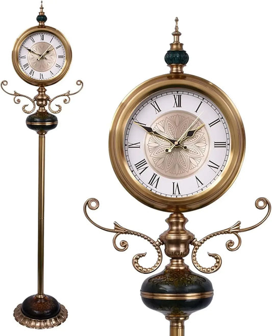 Floor Clock Crystal Glass Silent Battery Operated Home Office Living Room Decor Gift