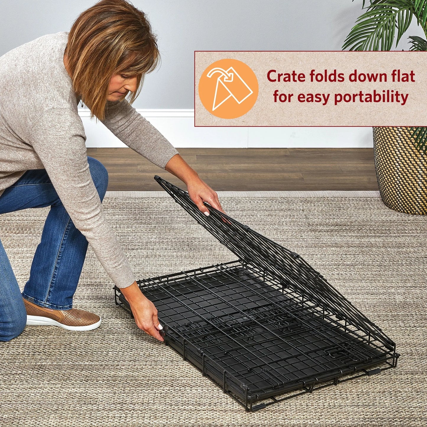 Homes for Pets LifeStages 36 Inch Double Door Folding Dog Crate with Divider Panel and Dog Pan