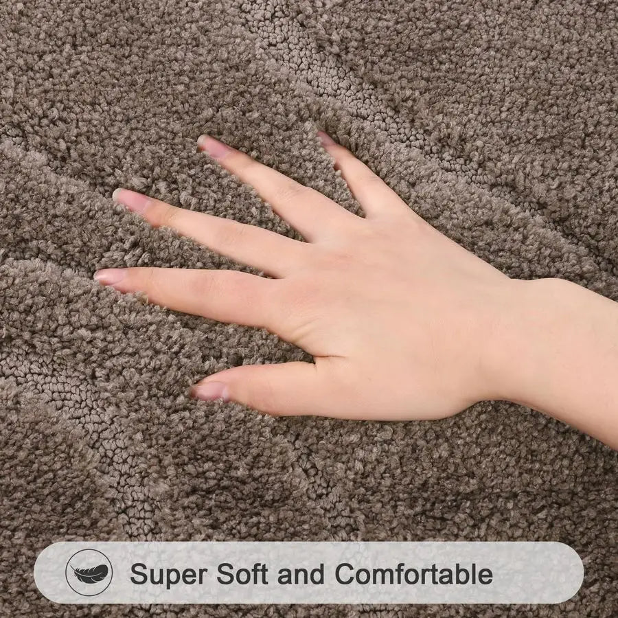 Bathroom Rugs Sets 5 Piece, Soft Absorbent Microfiber Bath Mat for Bathroom, Non Slip Washable Bath Rug Set with Toilet Cover, B