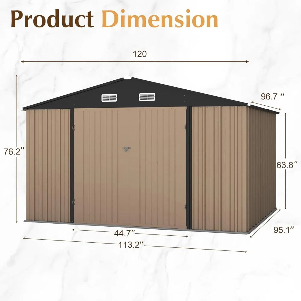10 x 8 FT Shed Outdoor Storage Shed Metal Garden Shed with Lockable Door Outside Waterproof Tool for Backyard,Customized