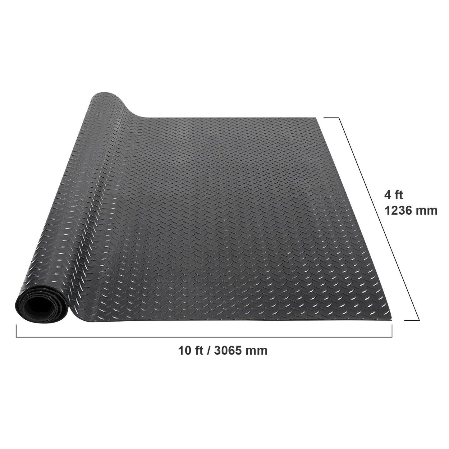 SucceBuy Diamond-Plate Rubber Flooring Roll 4 x 6/8/10/15 ft SBR Rubber Garage Floor Mat Easy to Clean for Under Cars Garage Gym
