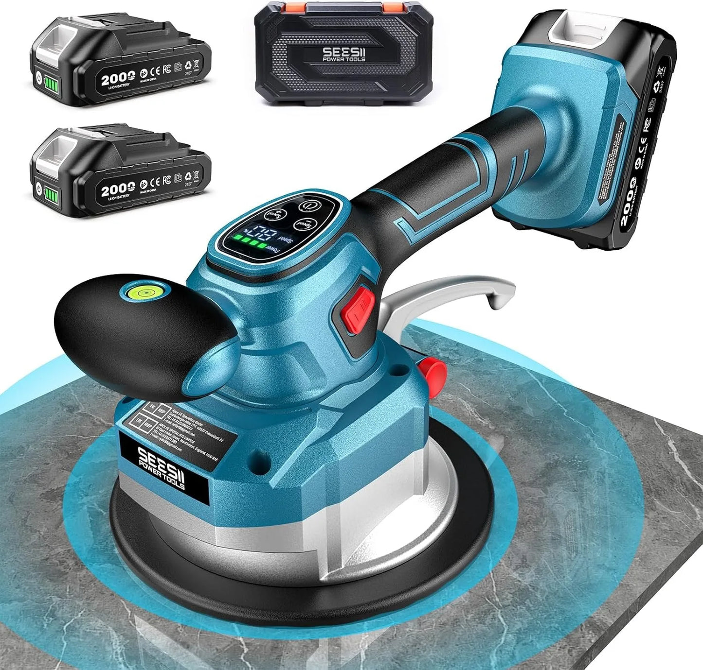 SEESII Tile Vibration Tool 145mm Vibration Leveling Machine 2000mAh batteries Tile Vibrator With 10 Speeds For Laying Floor Wall