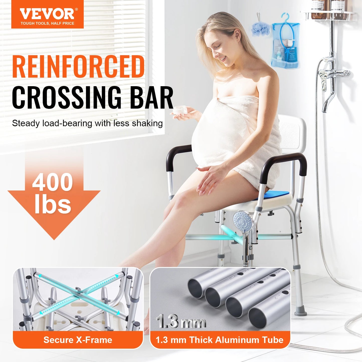 SucceBuy Shower Chair Adjustable Height Bench Bath Chair for Elderly Disabled Shower Chair for Inside Shower Bathtub 400/350lb