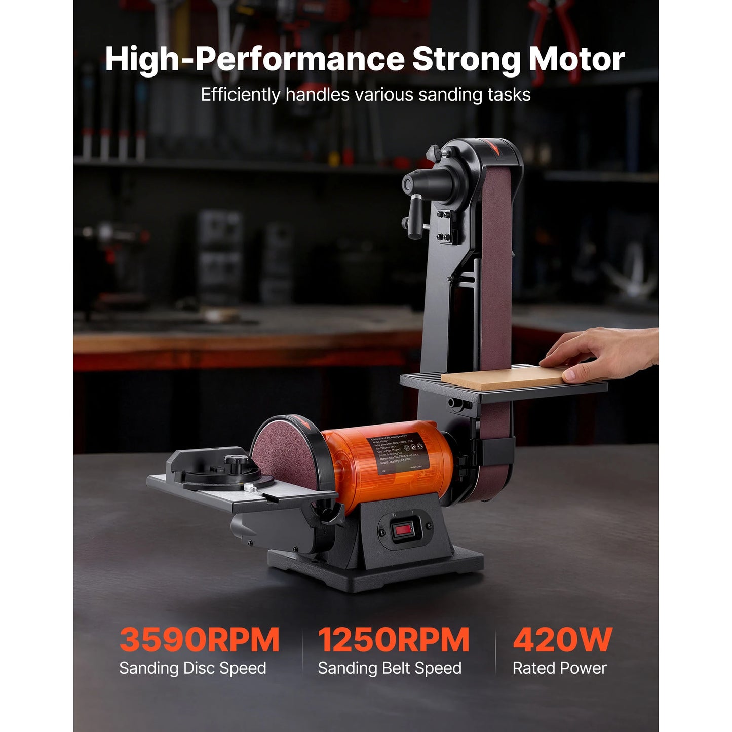SucceBuy 6in Disc Sander & 2in x 42in Belt Sander 420W Bench Belt Disc Sanders Combo for DIY Woodworking Furniture Refinishing