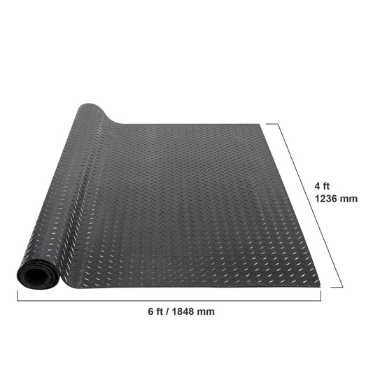 SucceBuy Diamond-Plate Rubber Flooring Roll 4 x 6/8/10/15 ft SBR Rubber Garage Floor Mat Easy to Clean for Under Cars Garage Gym