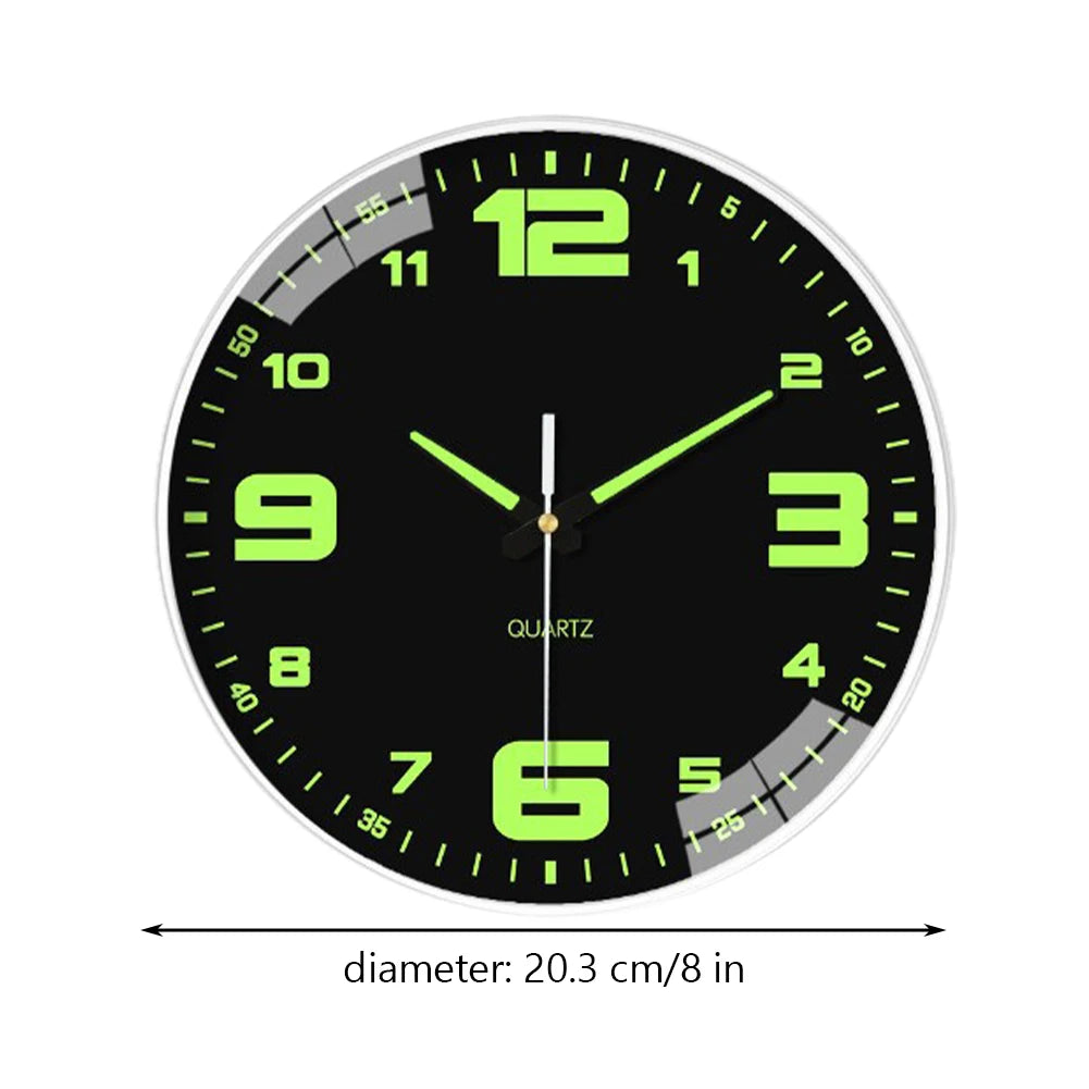 8-inch Night Light Wall Clock Battery Operated Glow in The Dark Clocks Silent Light Up Wall Clocks for Living Room Bedroom Decor
