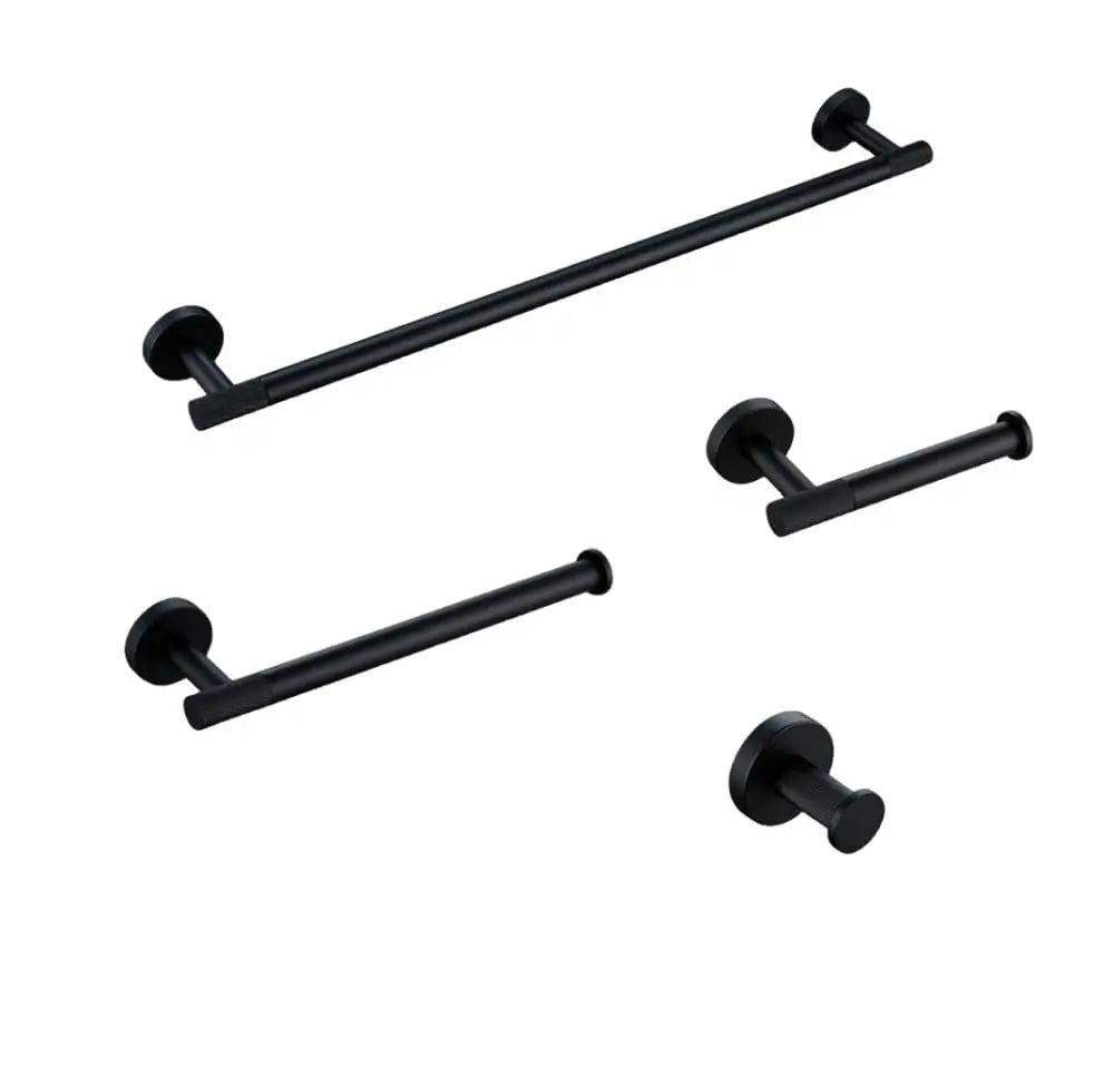 Matte Black Brass Knurled Bathroom Hardware Set Towel Bar Robe Hook Shelf Paper Holder, Customized