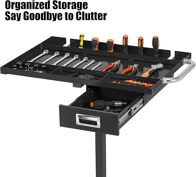 35-45 Inch Adjustable Height Work Table, 220 Lbs Capacity Heavy-Duty Work Table with Wheels & Brakes for Warehouse, Repair Shops