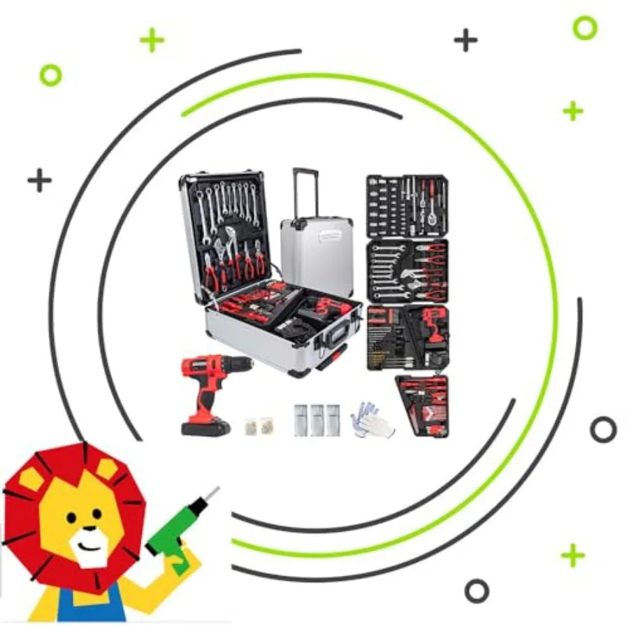 346Pcs Tool Sets 18V Electric Power Drill Set for Men Household Home DIY Hand Tool Kits 18+1 Clutch Cordless Power Drill Set fo