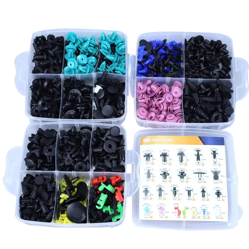 725Pcs Car Push Retainer Clips Auto Fasteners Assortment 23 Sizes Bumper Fender Rivets with 10 Cable Ties and Fasteners Remover
