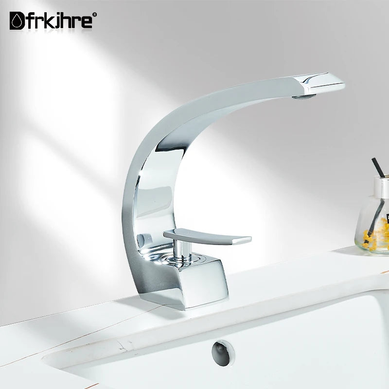 Basin Faucet Brass Chrome Faucet Brush Nickel Single Handle Deck Mounted Sink Mixer Tap Vanity Hot Cold Water Bathroom Faucets