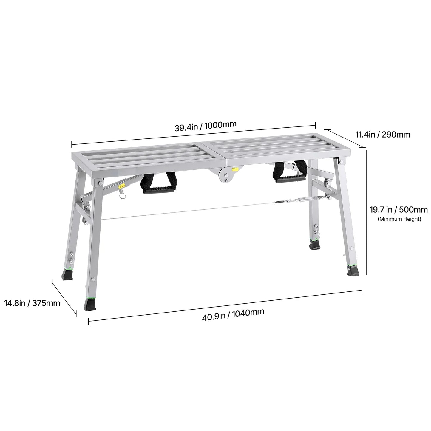 SucceBuy Work Platform 3 Gear Folding Steel Step Ladder Portable Scaffolding Platform 400 lb Load  Stool to Cleaning &Washing