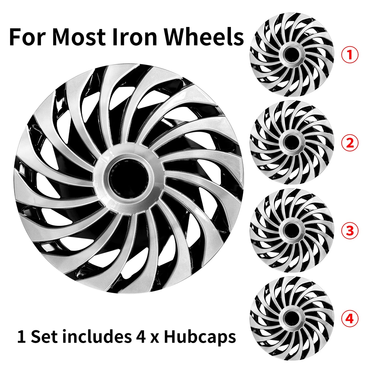 Sports Caps Rim 15inch Hub Cover for Iron Rim Wheel Cover Set of 4 Steel Replacement Plastic Hubcap for R15 Tire Car Accessories