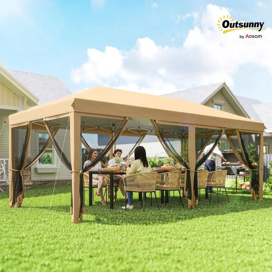 10 x 20 Pop Up Canopy Tent with Netting, Heavy Duty Instant Sun Shelter, Large Tents for Parties with Carry Bag for Outdoor, Ga
