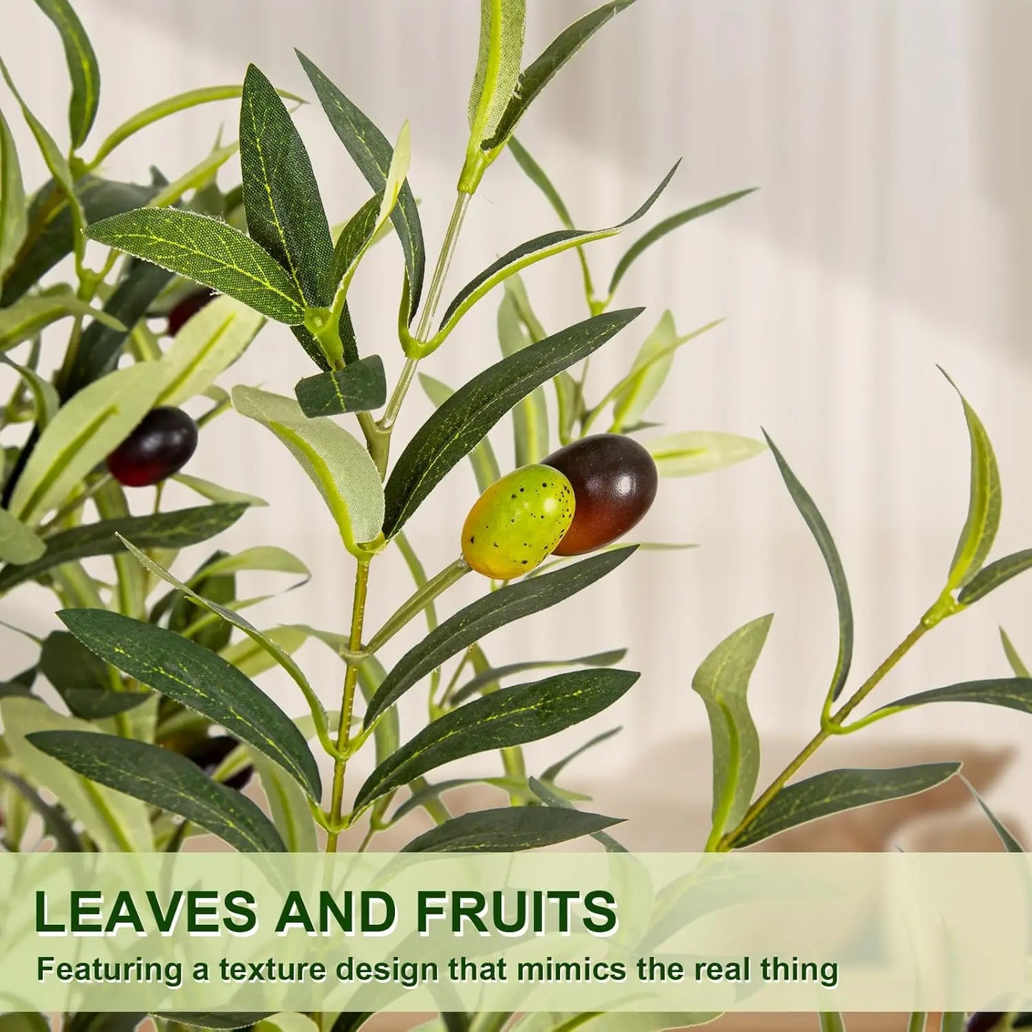 5/6/7ft Olive Trees Artificial Indoor Outdoor Faux Olive Tree with White Tall Planter, Artificial Plants with Natural Wood Trunk and Lifelike Fruits for Home Office Decor
