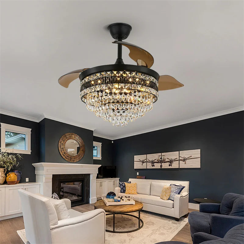 Modern Intelligent Ceiling Fan Lights  App Rc Adjustable 6 Level Speed Luminaire Bedroom Led Fandelier Lamp Indoor Pendant Light