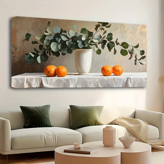 1.5 inch thick pine solid wood frame, Kitchen wall decor vintage fruit vases and bowls, Still life kitchen wall decor frame art