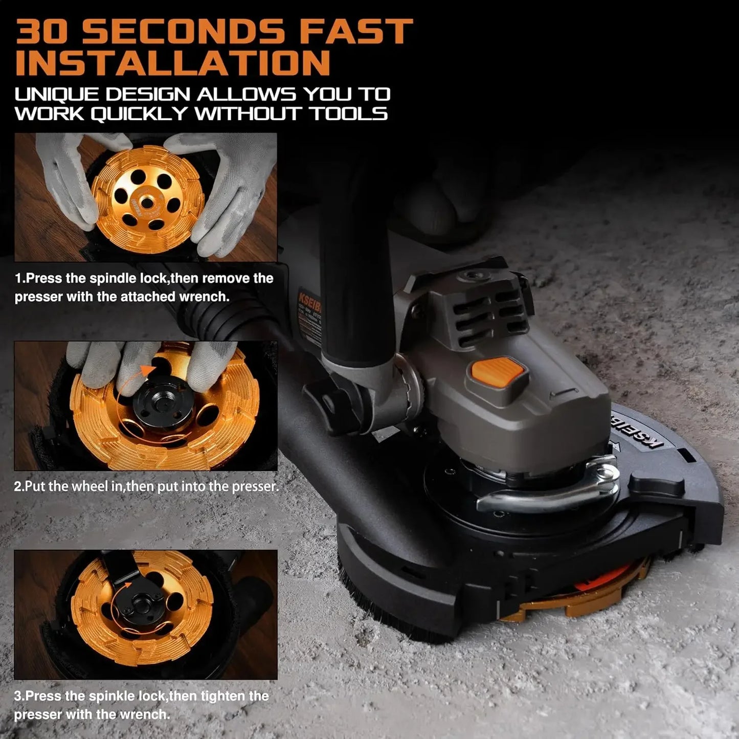 Concrete Angle Grinder Machine 5-Inch, Metal Grinding Tools 11.5Amps (1400 watt) with Safety Guard, Diamond Cup Wheel, Dust Shro