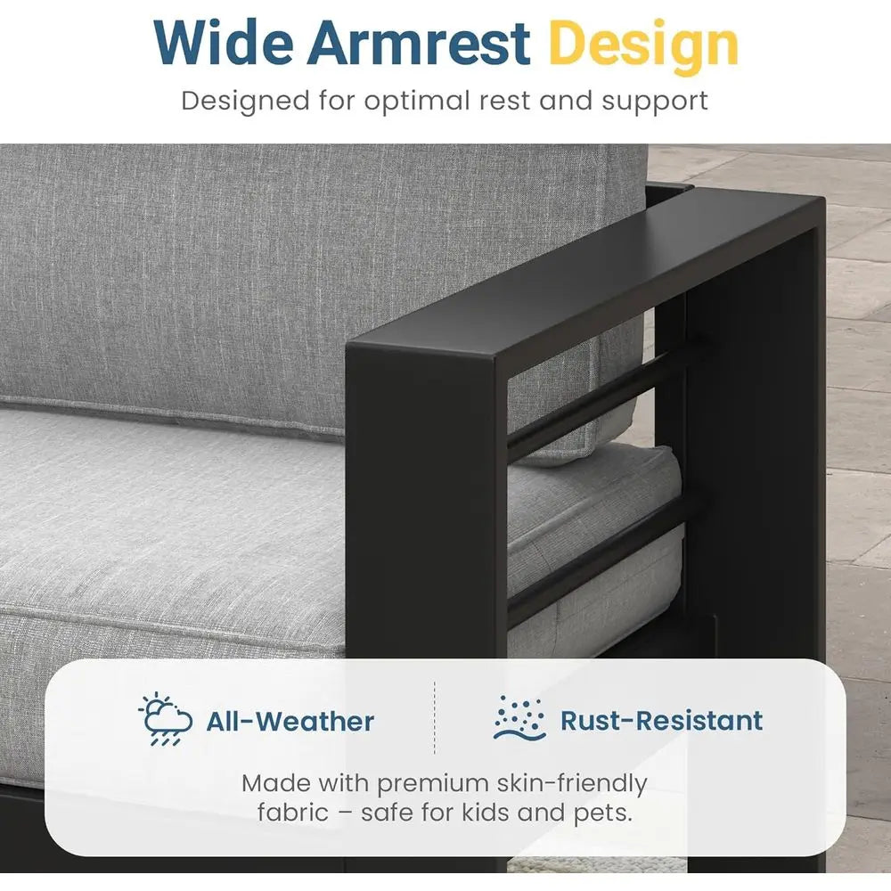 Outdoor Patio urniture Set, 7 Seats Patio Sectional Soa with 5" Thick Cushion, Outdoor Patio Set with Coee Table or Porch, Backy