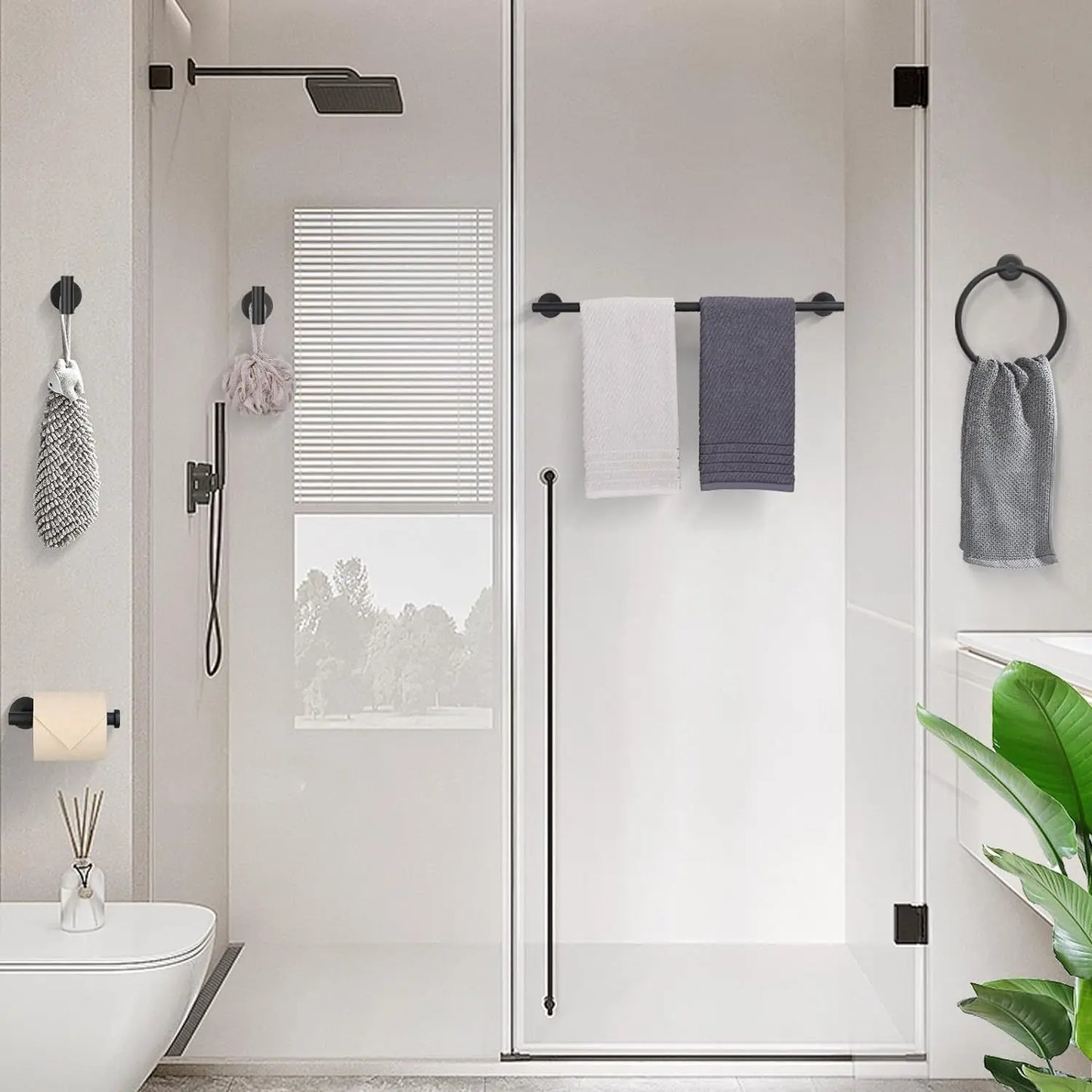 5 Piece Bathroom Accessories Set Brushed Gold Bathroom Hardware Set 23.6 Inch Bath Towel Bar Set Stainless Steel Towel Rack Set