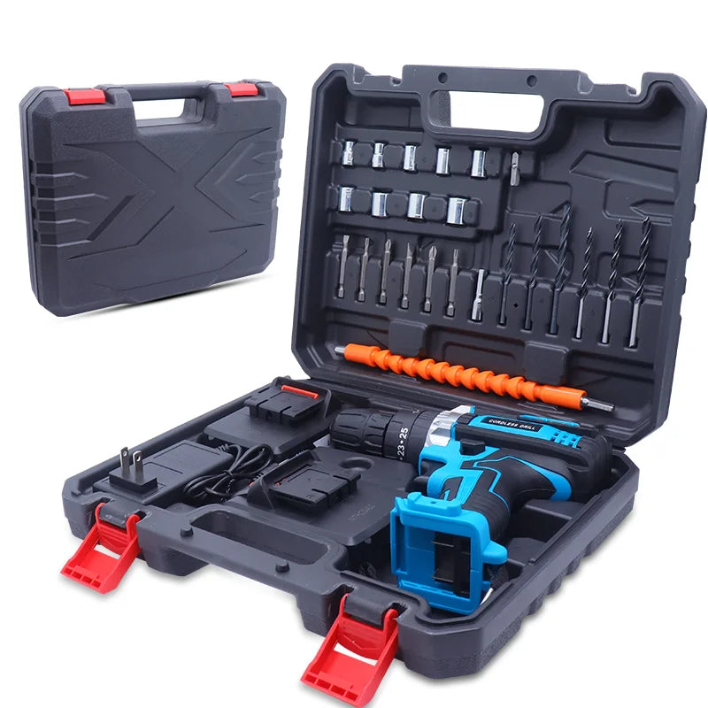 36VF Drill Combination Kit, 2 Batteries And A Fast Charger And Portable Housing With Work Lights, 2 Speed Adjustable