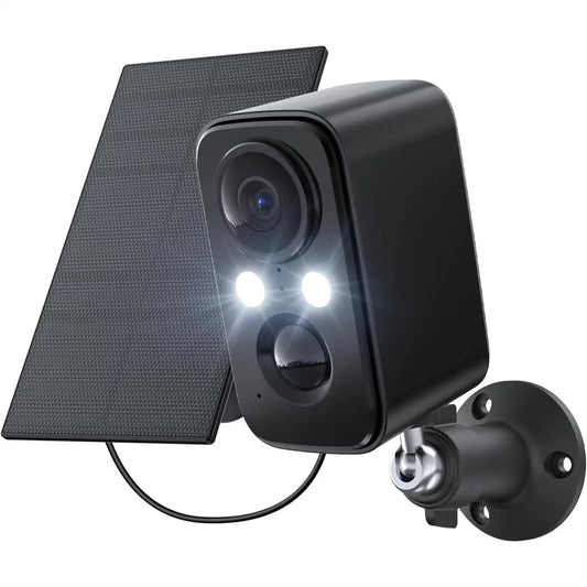 Wireless Outdoor Security Camera with Solar Panel, Motion Sensor, Floodlight & Night Vision - IP66 Waterproof Home Surveillance