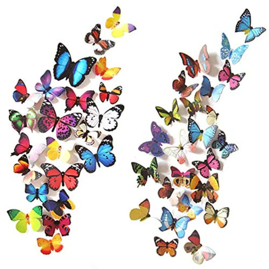 43 PCS Butterfly Wall Sticker 3D Butterflies Decor Decals for Removable Mural Stickers Home Bedroom Decoration in Colorful Desi