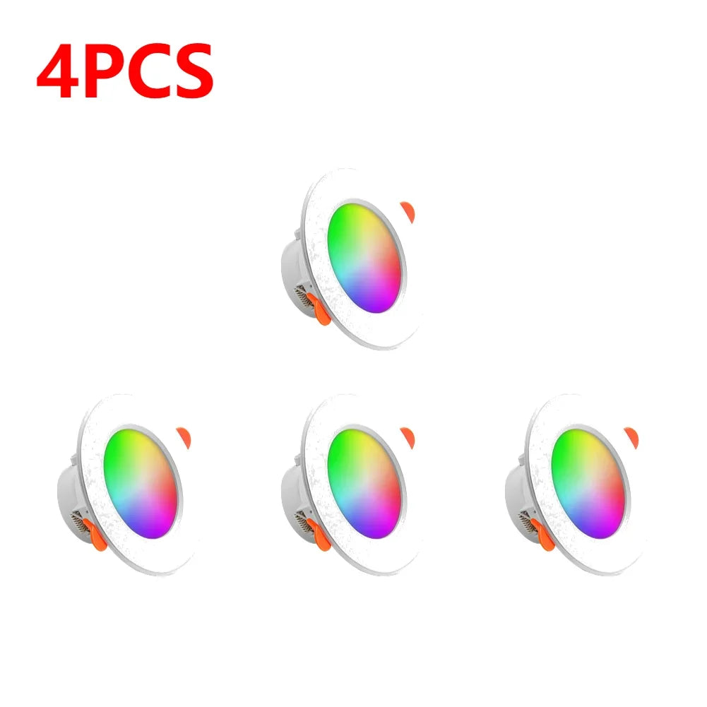 1-10PCS 10W Smart LED Downlight Bluetooth Ceiling Lamp RGB Lamp APP Remote Control Color Changing Light for Google Alexa Home