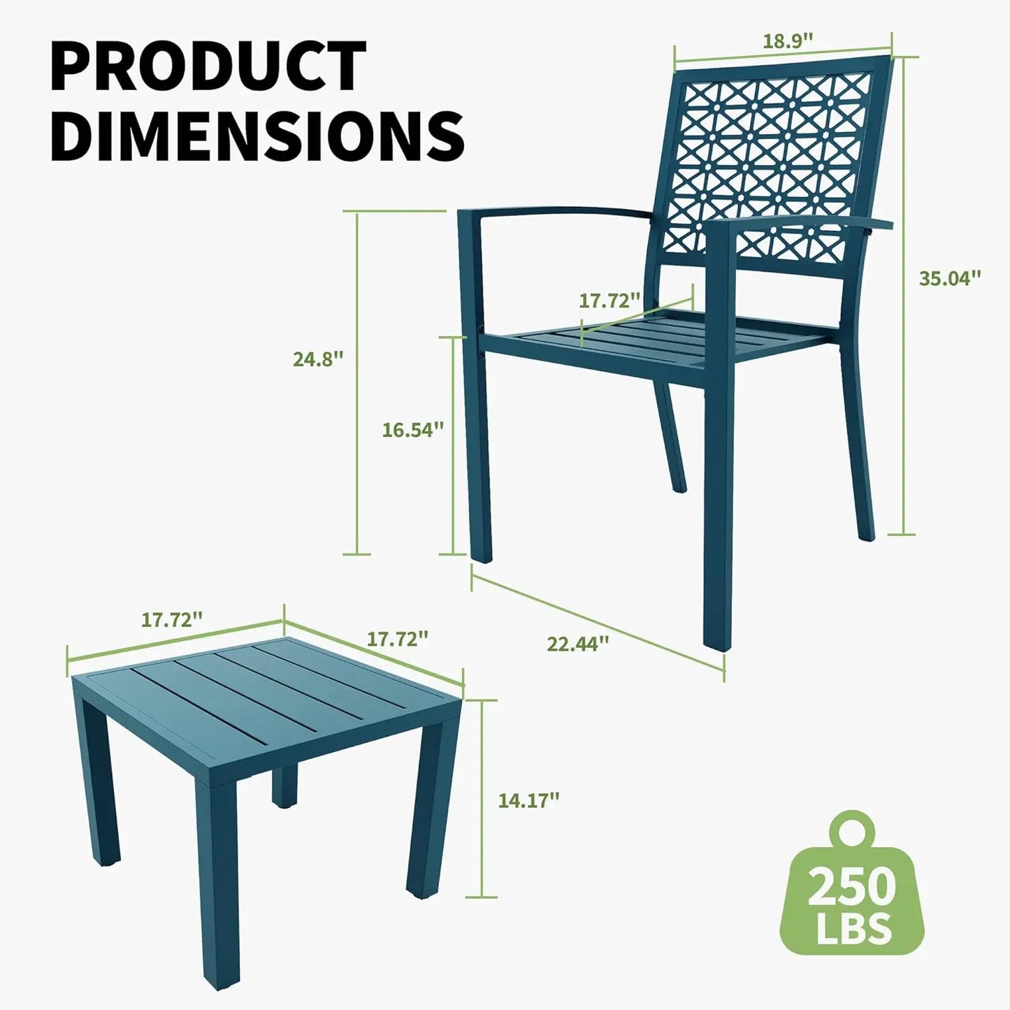 Patio Bistro Set 3 Piece, Bistro Table and Chairs Set of 2 Outdoor, Small Patio Furniture Sets with Coffee Table Garden Supplies