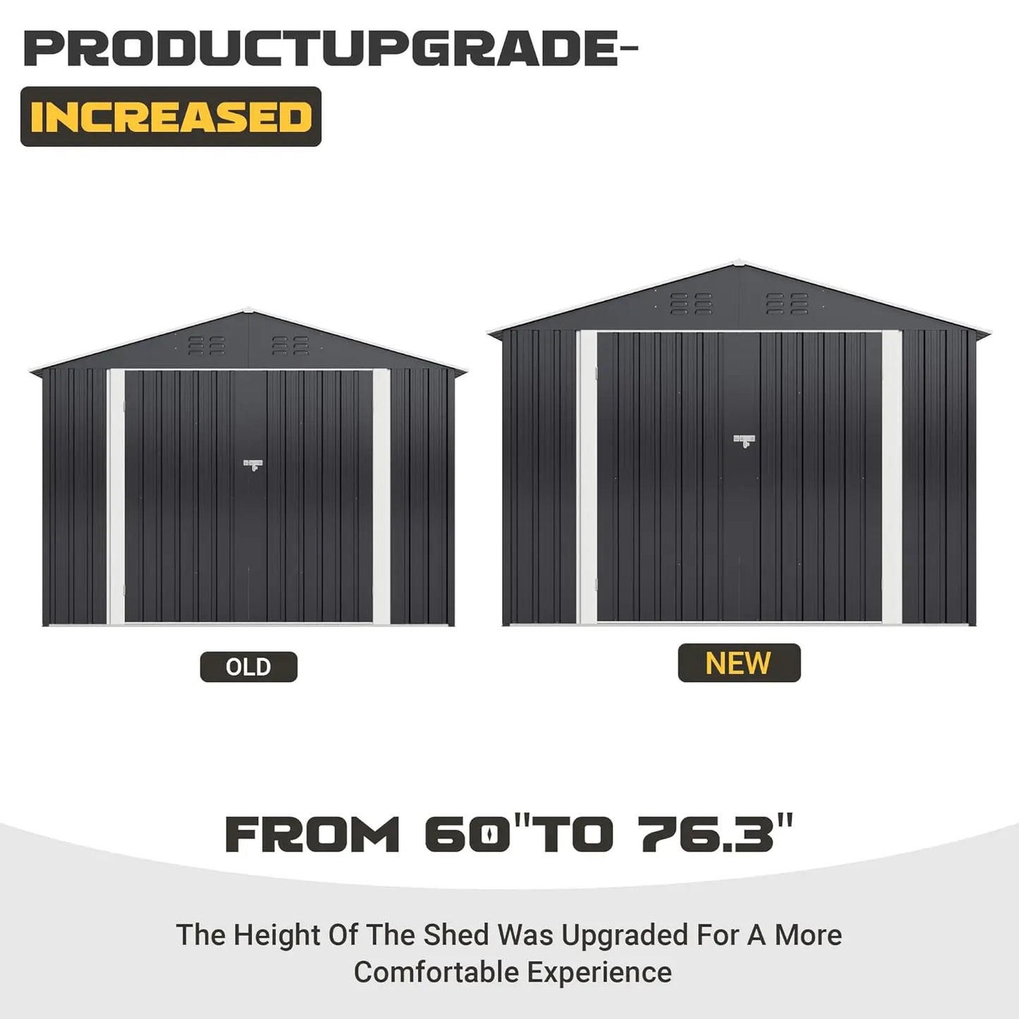 8x12FT Outdoor Metal Storage Shed Updated Frame Tool Backyard Garden Patio Lawn, Customized