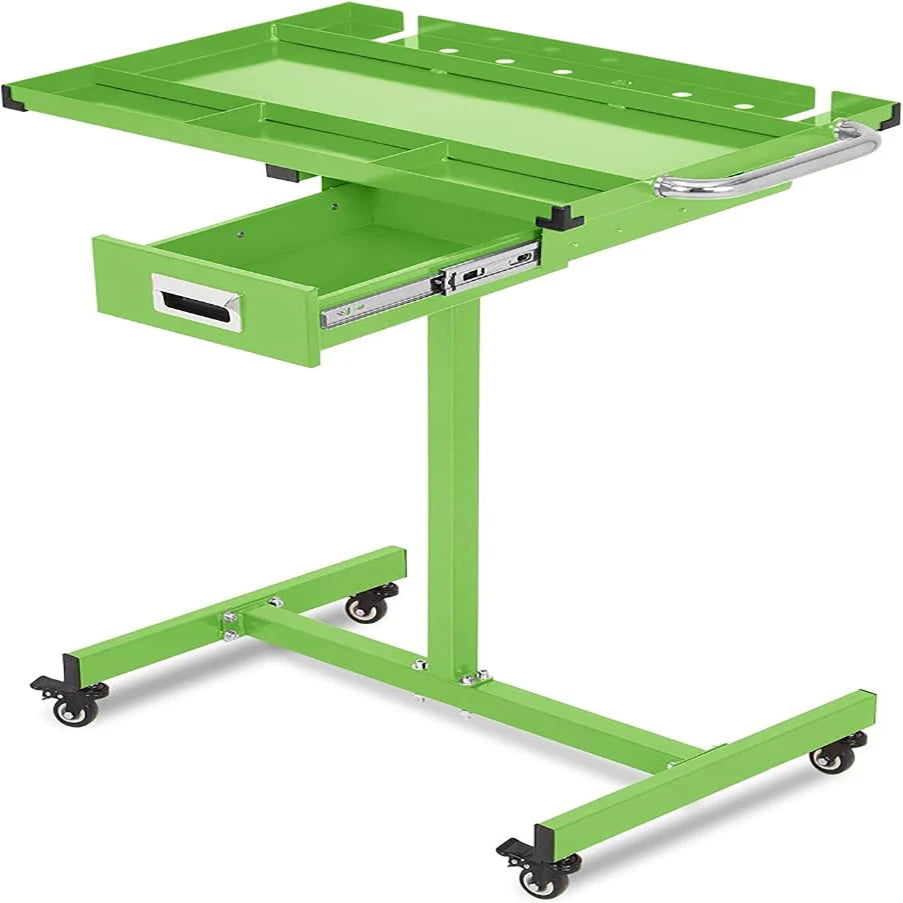 35-45 Inch Adjustable Height Work Table, 220 Lbs Capacity Heavy-Duty Work Table with Wheels & Brakes for Warehouse, Repair Shops