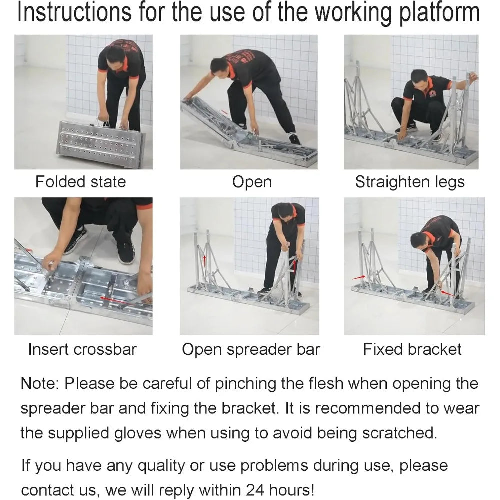Scaffolding Platform Adjustable Height, Folding Work Platform, Aluminum Portable Scaffolding Ladder, Non-Slip Portable W